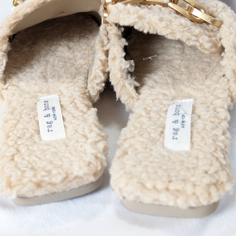 Nwob Rag & Bone Beige Essex Faux Shearling Chain … - image 7